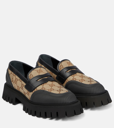 Gucci Loafers Gg Aus Canvas In Brown