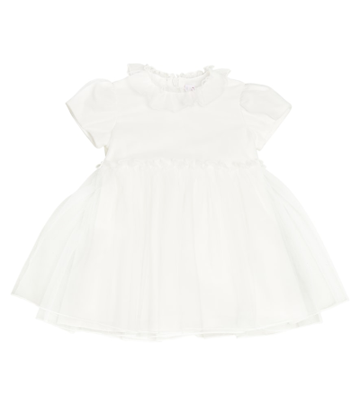 Il Gufo Babies' Cap-sleeved Tulle Flared Dress In White