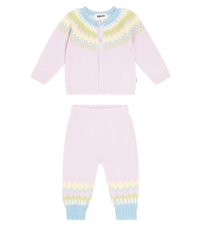 Molo Babies' 羊毛与羊驼毛混纺开衫与裤装套装 In Multicoloured