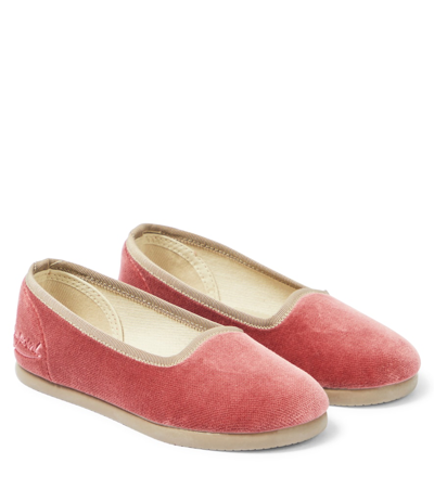 Bonpoint Kids' Tenise Velvet Slippers In Pink