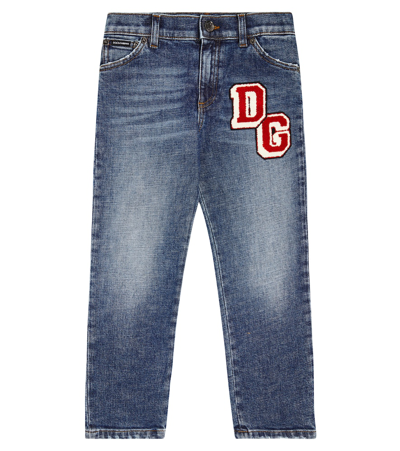 Dolce & Gabbana Kids' Bestickte Jeans In Blue