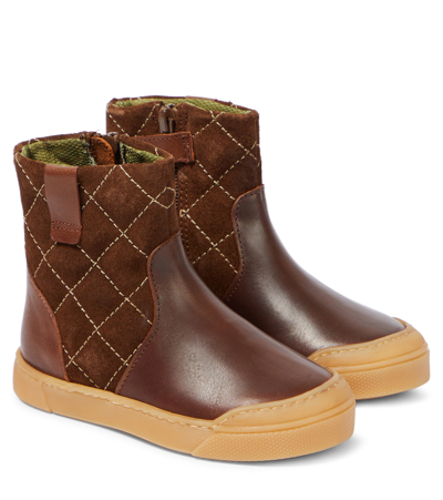 Petit Nord Kids' Thor Leather Booties In Brown