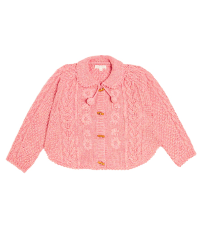 Louise Misha Kids' Cardigan Khella Aus Wolle Und Baumwolle In Pink