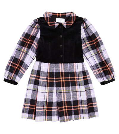 Paade Mode Kids' Checked Cotton Dress In Black