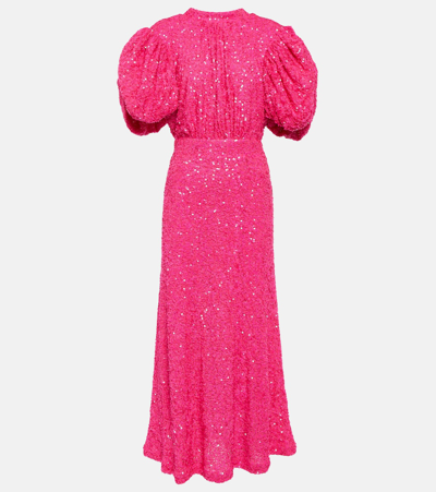 Rotate Birger Christensen Sequined Maxi Dress In Pink