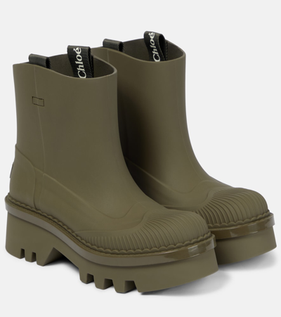 Chloé Raina Rubber Boots In Green