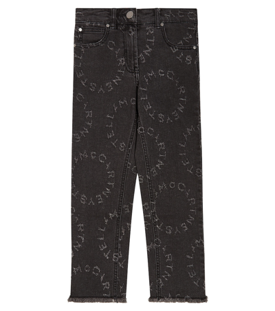 Stella Mccartney Kids' Logo Printed Jeans In Black