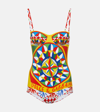 Dolce & Gabbana Carretto-print One-piece Swimsuit In Multicoloured