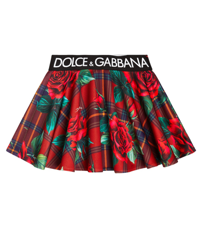 Dolce & Gabbana Scuba Circle Skirt With Branded Elasticated Waistband In Red