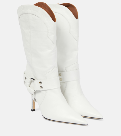 Paris Texas June Leather Mid-calf Boots In White