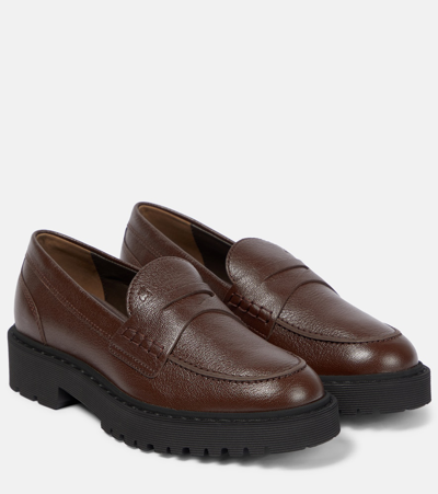 Hogan H543 Leather Loafers In Brown