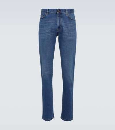 Zegna Mid-rise Straight-leg Jeans In Blue