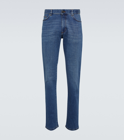 Zegna Mid-rise Straight-leg Jeans In Blau