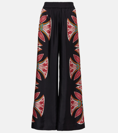 La Doublej Palazzo Trousers In Patterned Black