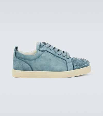 Christian Louboutin Louis Junior Spikes Sneakers In Blau Denim