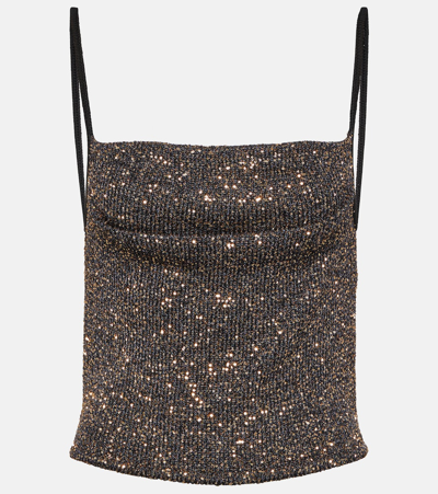 Altuzarra Diaplo Metallic Knit Crop Top In Black
