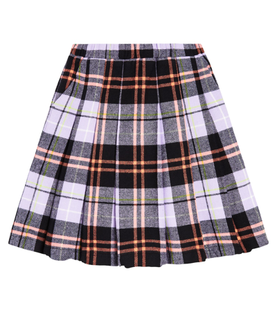 Paade Mode Kids' Checked Pleated Cotton Skirt In Black