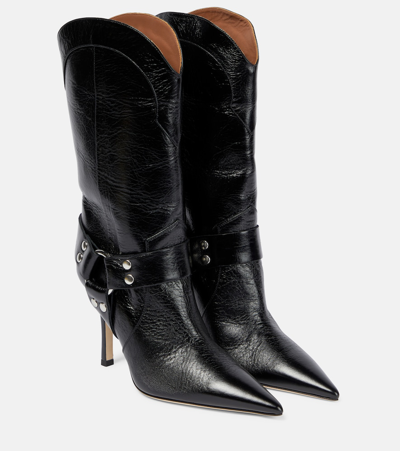 Paris Texas June Leather Mid-calf Boots In Black