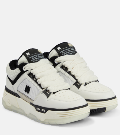 Amiri Ma-1 Leather And Mesh Low-top Sneakers In White Black