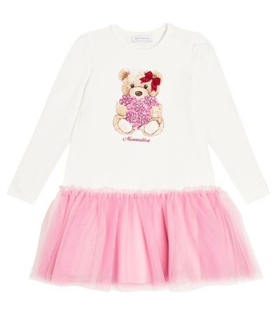 Monnalisa Kids' Bedrucktes Kleid Aus Baumwolle In Pink
