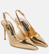 Dolce & Gabbana 90mm Lollo Laminated Leather Slingbacks In Gold