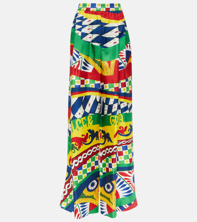 Dolce & Gabbana Carretto High-rise Silk Wide Pants In Multicoloured