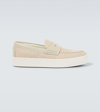 CHRISTIAN LOUBOUTIN PAQUEBOAT CANVAS AND LEATHER LOAFERS
