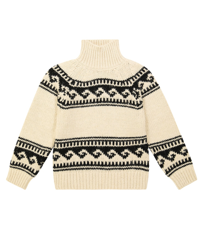 The New Society Kids' Andy Jacquard Turtleneck Sweater In Beige