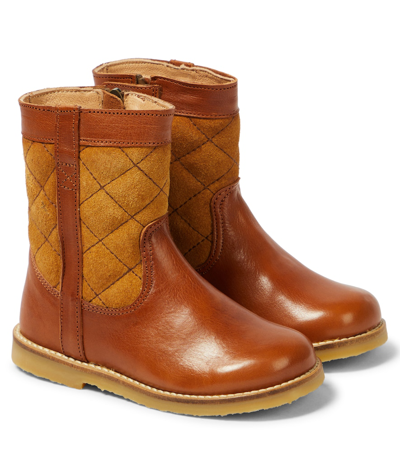 Petit Nord Kids' Lorride Leather Boots In Brown