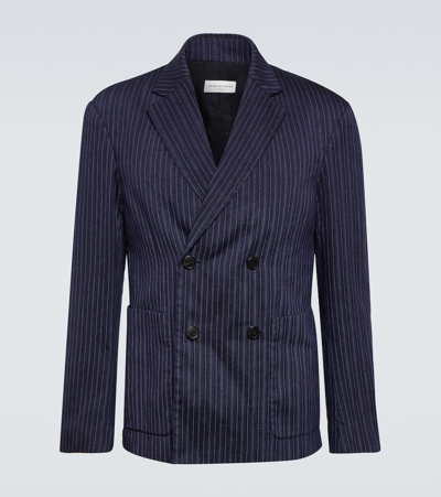 Dries Van Noten Pinstripe Double-breasted Blazer In Blue