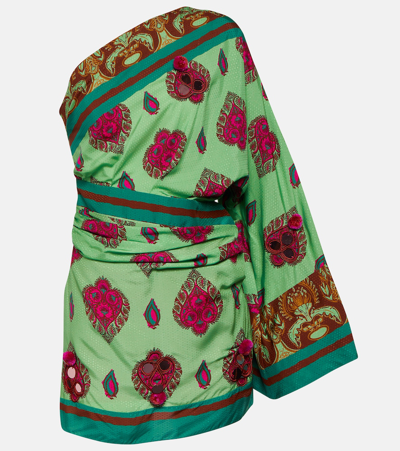 Johanna Ortiz Navasatri Asymmetric Mini Dress In Indian Chintz Inca