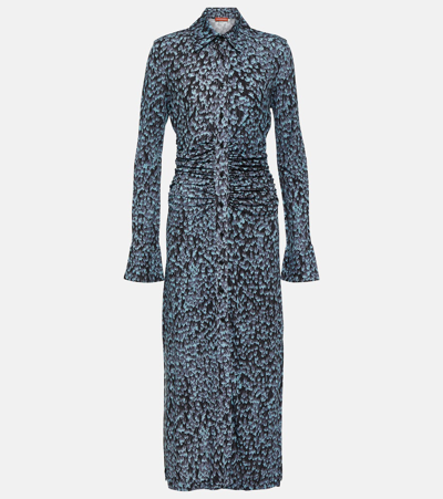 Altuzarra Claudia Graphic-print Midi Dress In Murex Feather