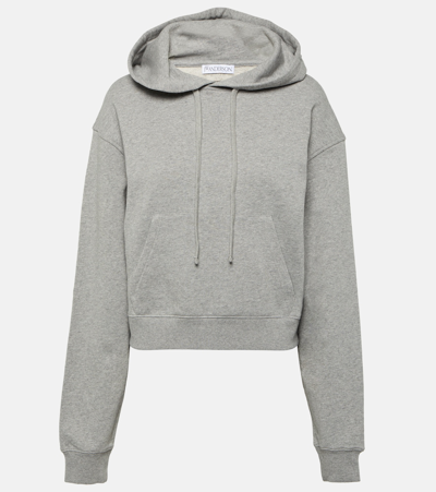 Jw Anderson Cropped Cotton Hoodie In Grey