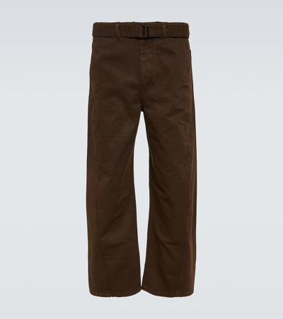 Lemaire Twisted Denim Pants In Brown