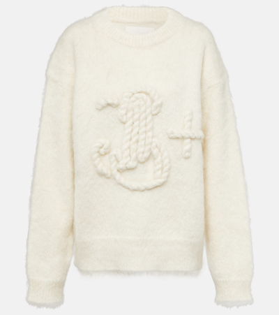 Jil Sander Monogram Mohair-blend Sweater In Ivory