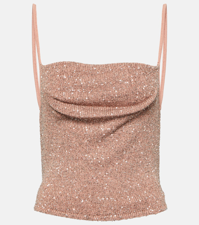 Altuzarra Diaplo Sequin Crop Top In Persian Rose