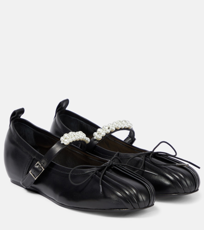 Simone Rocha Verzierte Ballerinas Aus Leder In Black