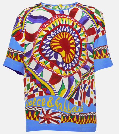 Dolce & Gabbana T-shirt Carretto Aus Seide In Multicoloured