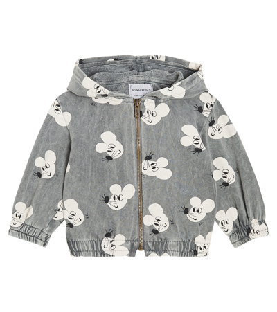Bobo Choses Baby Printed Cotton-blend Jersey Hoodie In Grey