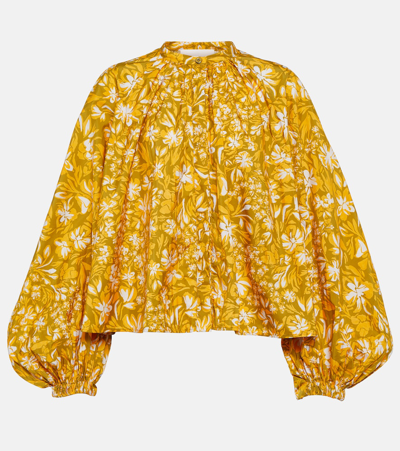 Jil Sander Floral Puff-sleeve Blouse In Multicoloured