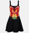 Alexander Mcqueen Black Multicolour Viscose Blend Dress In Black