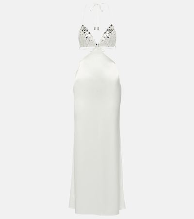 David Koma Embellished Cutout Satin Slip Dress In Black