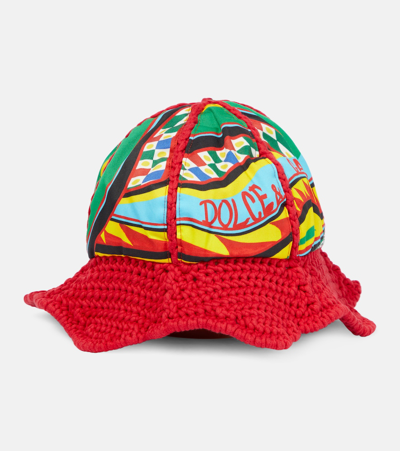 Dolce & Gabbana Logo-print Bucket Hat In Red