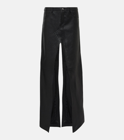 David Koma Paneled Textured-leather Maxi Skirt In Black