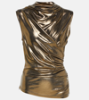 Blumarine Draped Metallic Top In Gold