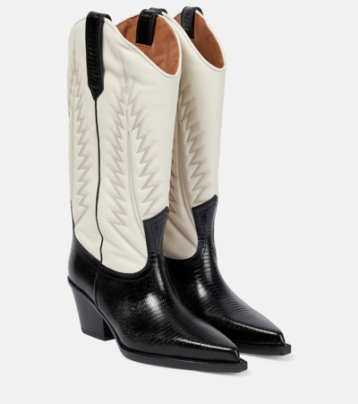 Paris Texas Leather Cowboy Boots In Black