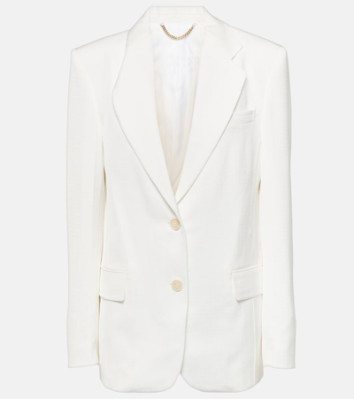 Victoria Beckham Asymmetric Double-layered Blazer In White