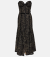 COSTARELLOS CASTORA STRAPLESS LACE MIDI DRESS