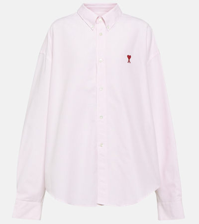 Ami Alexandre Mattiussi Ami De Caur Cotton Poplin Shirt In Pink