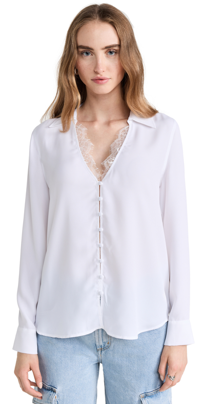 L Agence Kori Lace-trim Button-front Blouse In White